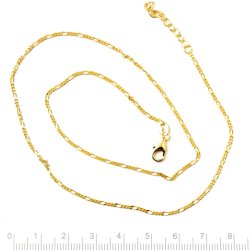 Halskette, Figaro Panzer mit facetten, vergoldetes Silber, Draht 0,4 mm, verstellbar 41-44 cm