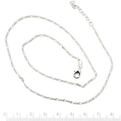 Halskette, Figaro Panzer mit Facetten, Sterlingsilber, Draht 0,4 mm, verstellbar 40-43 cm