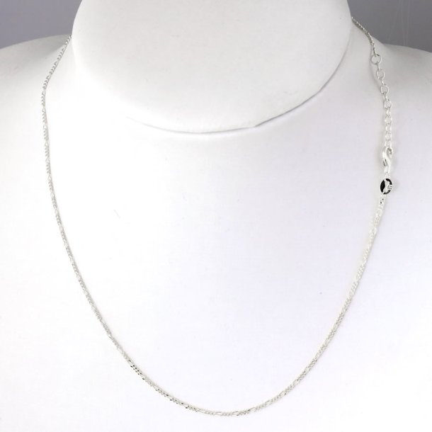 Necklace, Figaro cable chain with facets, sterling silver, wire 0.4mm, adjustable length 40-43cm