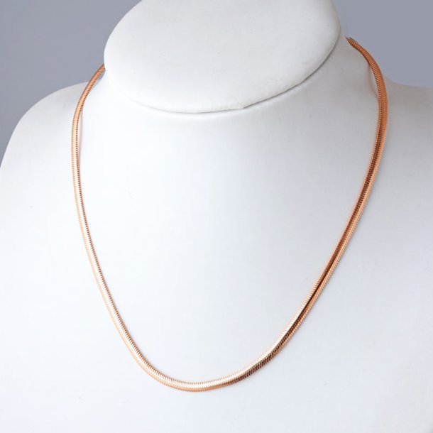 Flache Schlangenhalskette, 18k ROSA-vergoldetes Silber, verstellbar 42-45 cm, 1 Stck