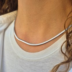 Flache Schlangenhalskette, Sterlingsilber, verstellbar 42-45 cm, 1 Stck