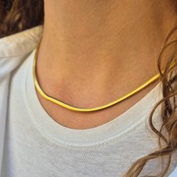 Flache Schlangenhalskette, 18k vergoldetes Sterlingsilber, verstellbar 42-45 cm, 1 Stck