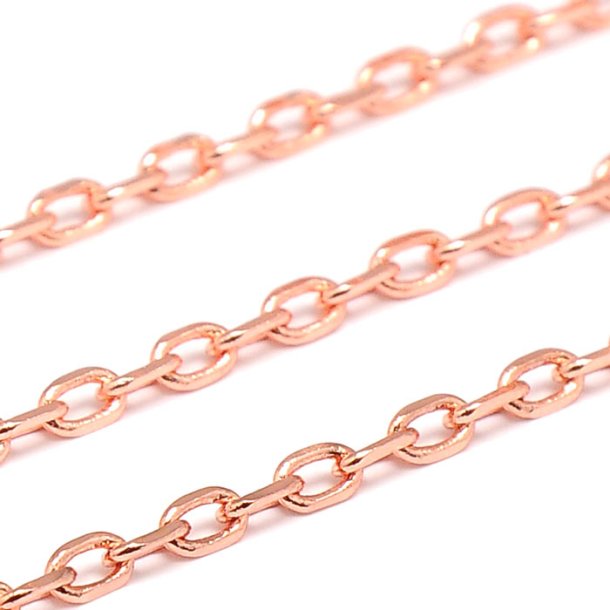 Cable chain, diamond cut, rose-plated brass, 3.5x1 mm, 1 m