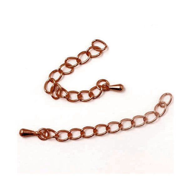 Jewelry chain extender with ball, antique copper plated, 6 cm, 4pcs