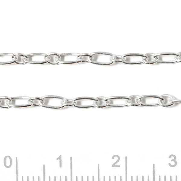 Figaro Ankerkette, groß-klein Gelenk, Silber, 0,6 mm, 50 cm.
