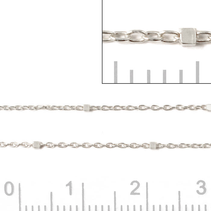 Fin Ankerkæde Med Kuber, Ar25 Saturn, Sølv, Ledstørrelse 0,25x0,8x1,2 mm, 50 Cm. til Smykkefremstilling