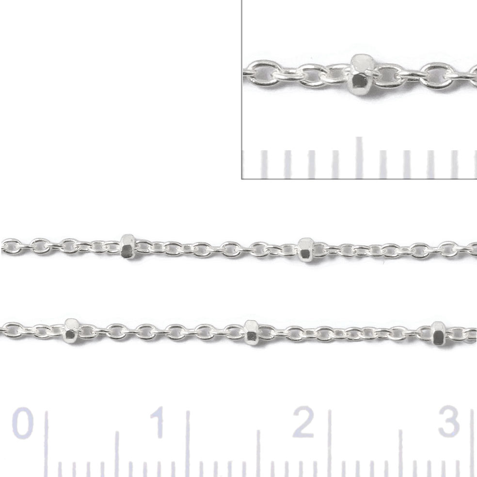Ankerkette mit Würfeln, AR30 Saturn, Silber, Gelenkgröße 0,3x1x1,5 mm, 50 cm.