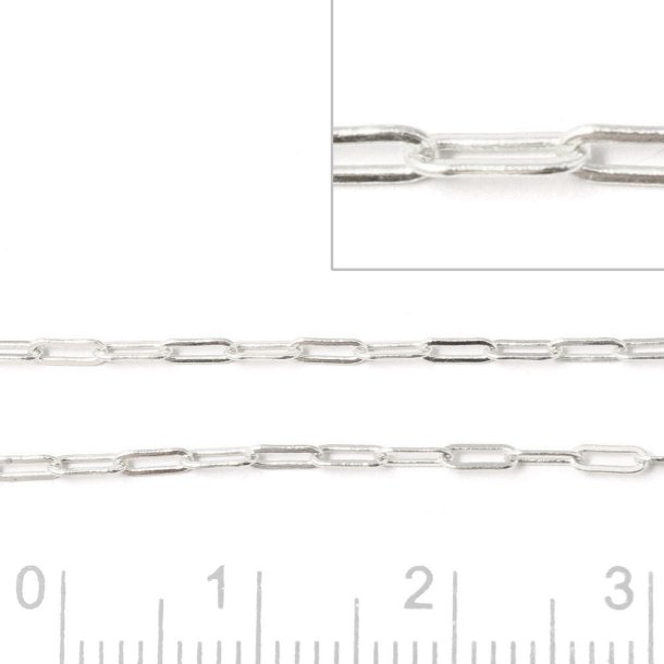 Figaro cable chain, long links, silver, 0.3mm, 50cm.