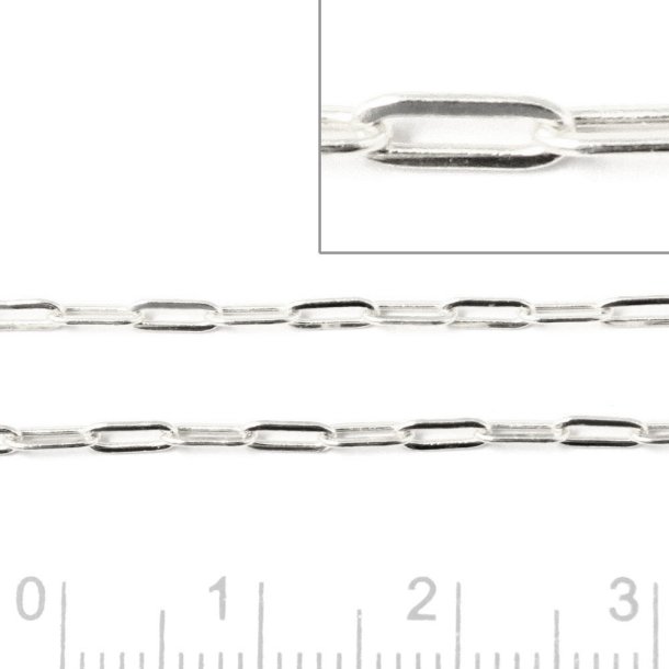 Figaro cable chain, long links, silver, 0.45mm, 50cm.