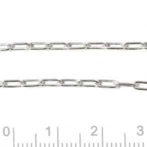 Figaro cable chain, long links, silver, 0.6mm, 50cm. Delivered in one uncut piece.