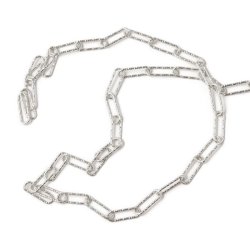 Paper-clip Schmuckkette mit Glitzer, Silber, 10,6x3,5 mm, preis per 20 cm