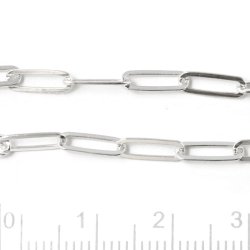 Paper-clip Kette mit flacher Draht, glnzendes,Silber, 10,6x3,5 mm, preis per 20 cm