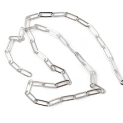 Paper-clip Kette mit flacher Draht, glnzendes,Silber, 10,6x3,5 mm, preis per 20 cm