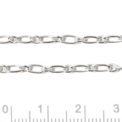 Figaro Ankerkette, gro&szlig;-klein Gelenk, Silber, 0,6 mm, 50 cm.