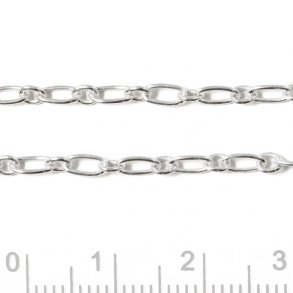 Figaro cable chain, large-small link, silver, 0.6mm, 50cm. Delivered uncut when buying more units