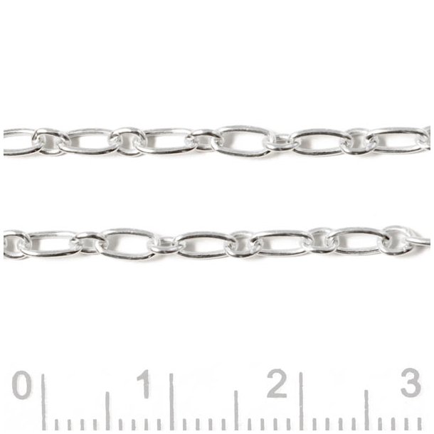 Figaro cable chain, large-small link, silver, 0.6mm, 50cm. Delivered uncut when buying more units