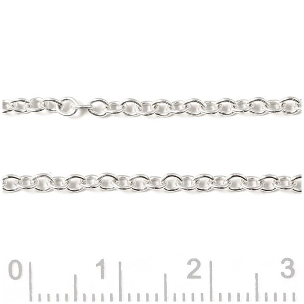 Cable chain, AR50, silver, wire thickness 0,5mm, joint width 2.4mm, joint length 3mm, 50cm.