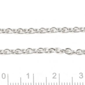 Cable chain, AR60, silver, wire 0.6mm, link width 2.5mm, link length 3mm, 50cm