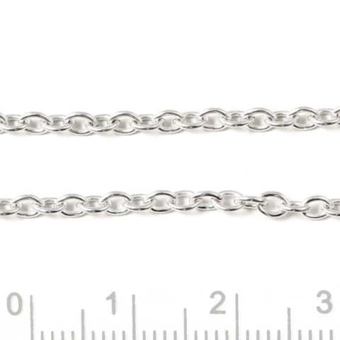 Ankerkæde AR60, sølv, tråd 0,6 mm, led bredde 2,7 mm, ledlængde 3,5 mm, 50 cm