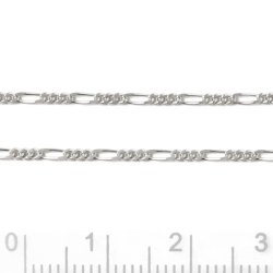 Halskette, Figaro Panzer mit Facetten, Sterlingsilber, Draht 0,4 mm, verstellbar 40-43 cm