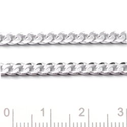 Panzerkette mit Facetten, silber, Drahtdicke 1 mm, Gelenkbreite 3,4 mm, 20 cm