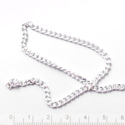 Panzerkette mit Facetten, silber, Drahtdicke 1 mm, Gelenkbreite 3,4 mm, 20 cm