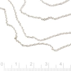 Ankerkette, Silber, AR30 fein, Drahtdicke 0,3 mm, Gelenkbreite 1,20 mm, 0,5 Meter.