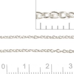 Ankerkette, Silber, Drahtdicke 0,3 mm, Gelenkbreite 1,55 mm, 0,5 Meter.