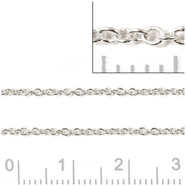Cable chain, AR35, silver, wire 0.35mm, link width 1.5mm, 50 cm