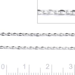 Ankerkette, AR35, facettiert, Silber, dicht, 0,5x0,3 mm, Gliedbreite 1,5 mm, 50 cm