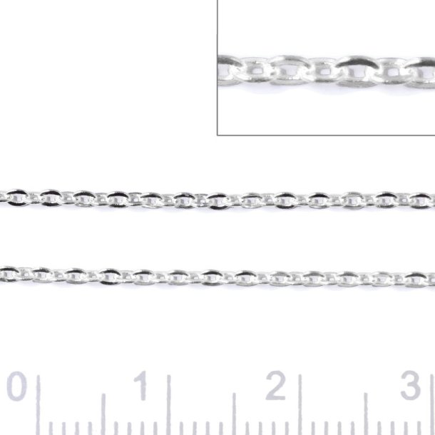Cable chain, AR35 facet, silver, tight flat wire 0.5x0.3mm, width 1.5mm, 50cm