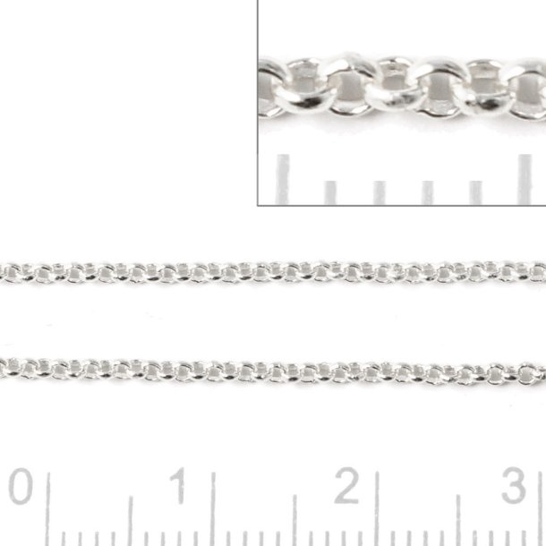 Pea chain, Sterlingsilver, link size outer diameter 1.5 mm, 50 cm.