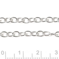 Ankerkette, Silber, Dicke 0,6mm, LARGE, Gelenkl&auml;nge 4,6 mm, Breite 3,4 mm, 50 cm