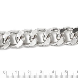 Ankerkette, stark, mit verdrehtem Gelenk, silbernes aluminium, 18x15x3,5mm, 50 cm