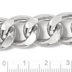 Ankerkette, stark, mit verdrehtem Gelenk, silbernes aluminium, 18x15x3,5mm, 50 cm