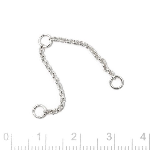 Jewelry chain extender with 3 jumprings, silver, length 6 cm, 1pc