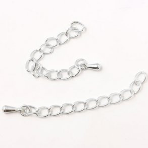 Kettenverlängerer mit Anhang, silberfarben, ca. 4 cm, 4 Stk.