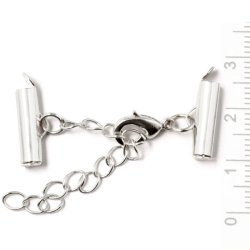 Komplettes Abschluss mit Schlie&szlig;e f&uuml;r geflochtene Armb&auml;nder, versilbert, 15x4mm, 1 Satz