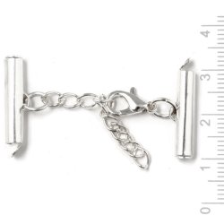 Komplettes Abschluss mit Schliee fr geflochtene Armbnder, versilbert, 20x4mm, 1 Satz