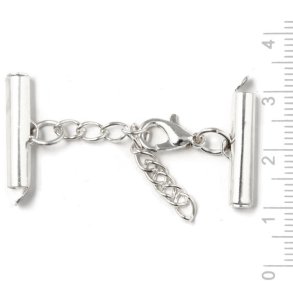 Komplettes Abschluss mit Schliee fr geflochtene Armbnder, versilbert, 20x4mm, 1 Satz