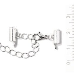 Komplettes Abschluss mit Schliee fr geflochtene Armbnder, versilbert, 8x4mm, 1 Satz