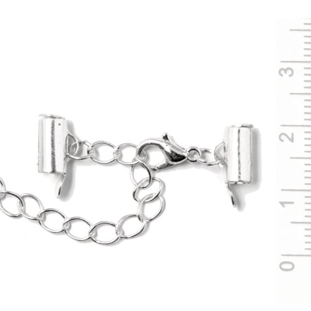 Komplettes Abschluss mit Schliee fr geflochtene Armbnder, versilbert, 8x4mm, 1 Satz
