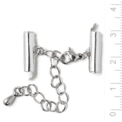 Komplettes Abschluss mit Schlie&szlig;e f&uuml;r gewebte Armb&auml;nder, platinfarben, 13x4mm, 1 Satz