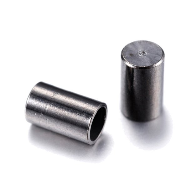 Cord end without loop, black, with flat end, 5x3 mm, hole 2,5 mm, 20 pieces
