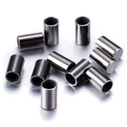 Kettenende ohne &Ouml;se, schwarz, mit flachem Ende, 5x3 mm, Loch 2,5 mm, 20 St&uuml;ck