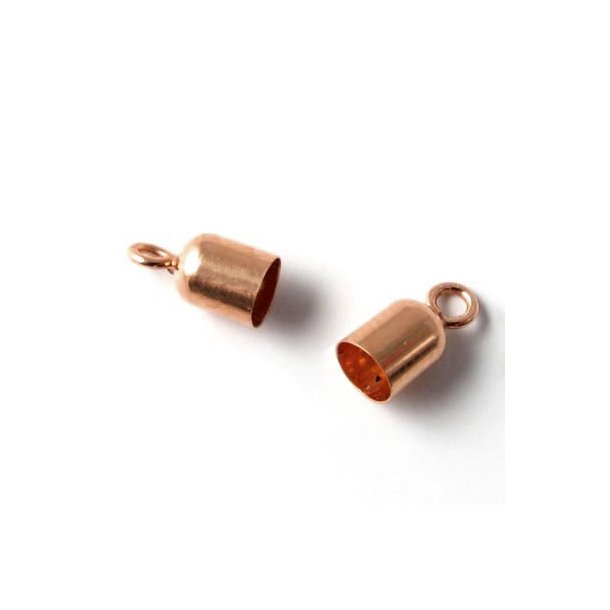Cord end, rose gold plated silver, glue-in end 2,5/2mm, tube with 2mm hole, 2pcs.