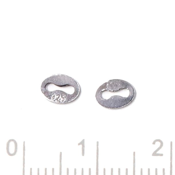 Chain connector, chain tab, silver, 5.5x4x0.3mm, 4pcs.