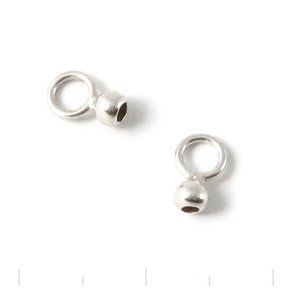 Crimp end, large eye, closed, sterling silver, 4mm., 2pcs.