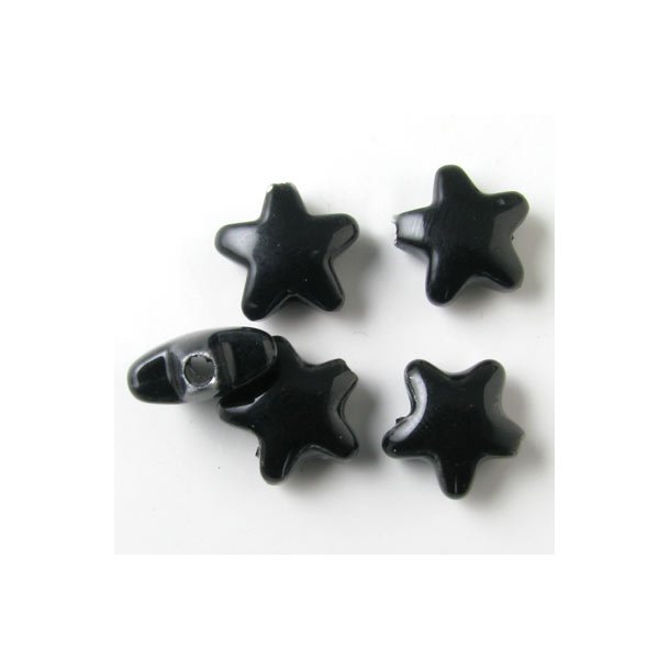 Keramikstjerner, h&aring;ndlavet, sort, 15 mm, 4 stk
