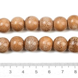 Ceramic bead, off white, speckled, round, 12 mm, 6 pcs